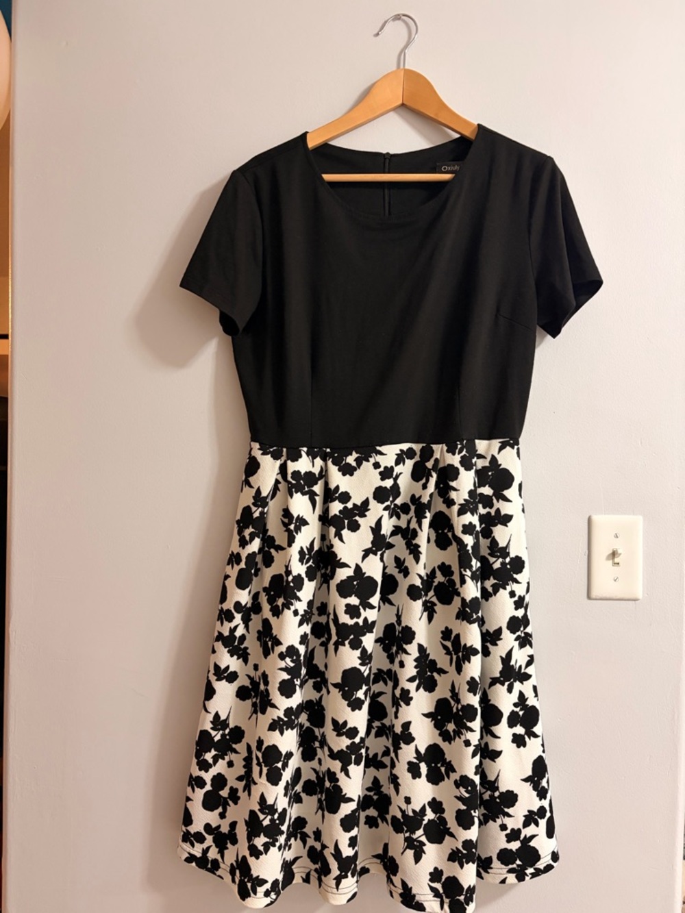 Classic Black & White Floral Midi Dress